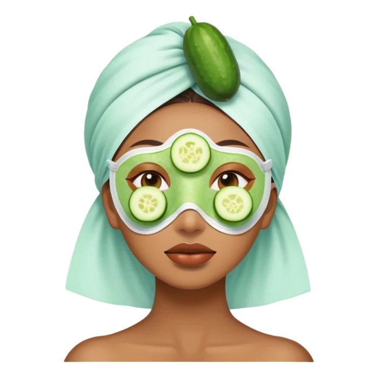 Mujer con mascarilla y pepinos en los ojos sticker