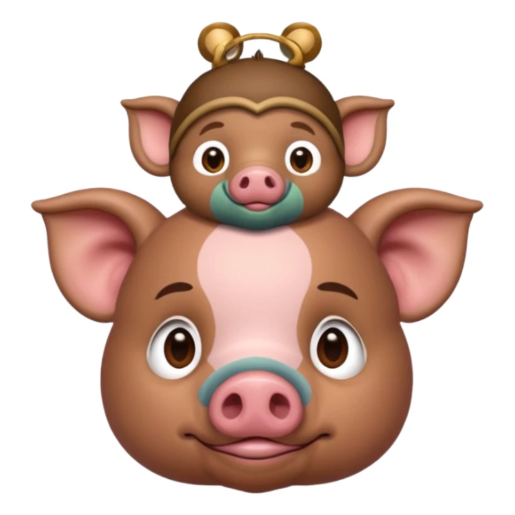 El cerdito de Moana con un monito en su cabeza sticker