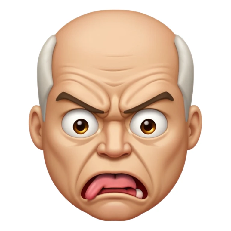 an angry face with his tounge sticking out sticker