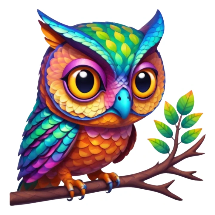 Whimsical fusion of owl and chameleon sticker