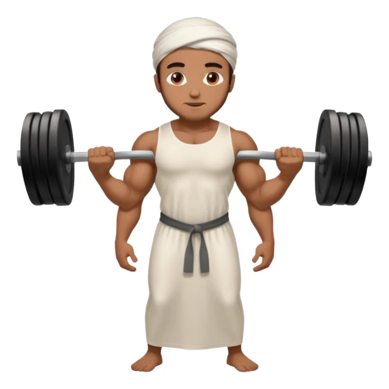 brown muslim man pushing weight wearing thobe  sticker