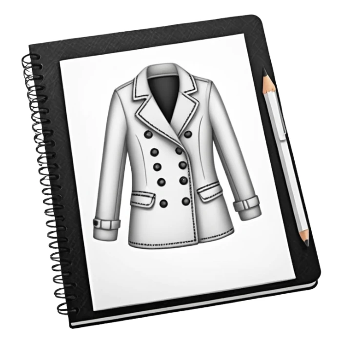 fashion clothe skecth on sketch book, with pencil sticker