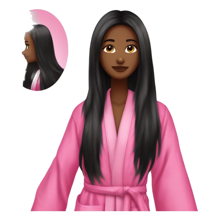 Long Black hair Pink victoria secret robe sticker