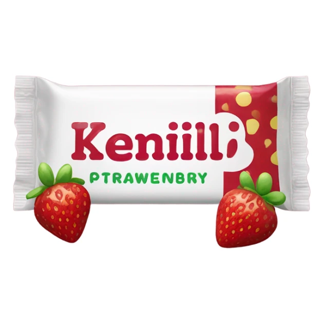 One strawberry candy bar with the inscription “kerlli” sticker