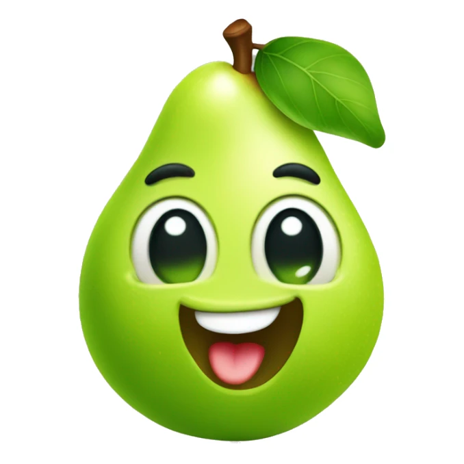 Shiny Green Cute pear with tongue sticker