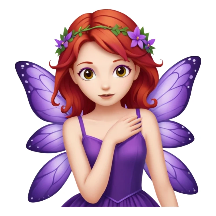 fairy with plums red hair wearing purple  sticker