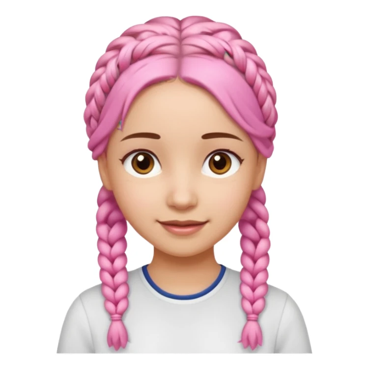 A light-skinned woman with small pink braids, brown eyes, and a gentle smile. sticker