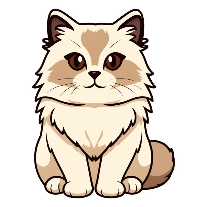 Seal point ragdoll with brown face and nose sticker