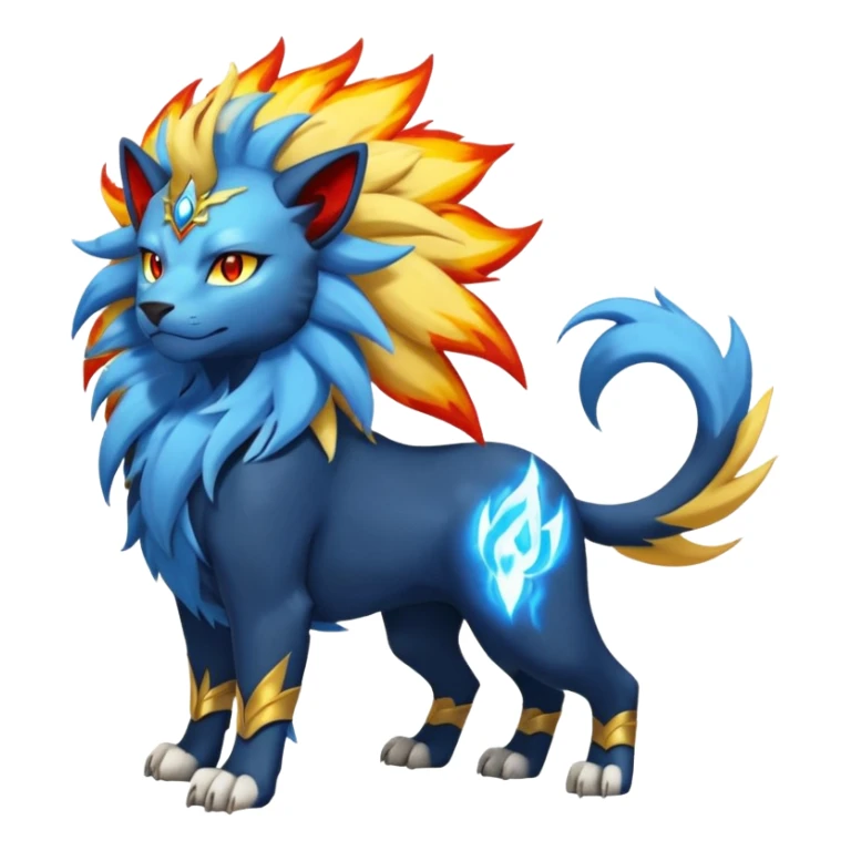 Pyroar-Solgaleo-Luxray-Fakémon-hybrid-creature (full body)  sticker