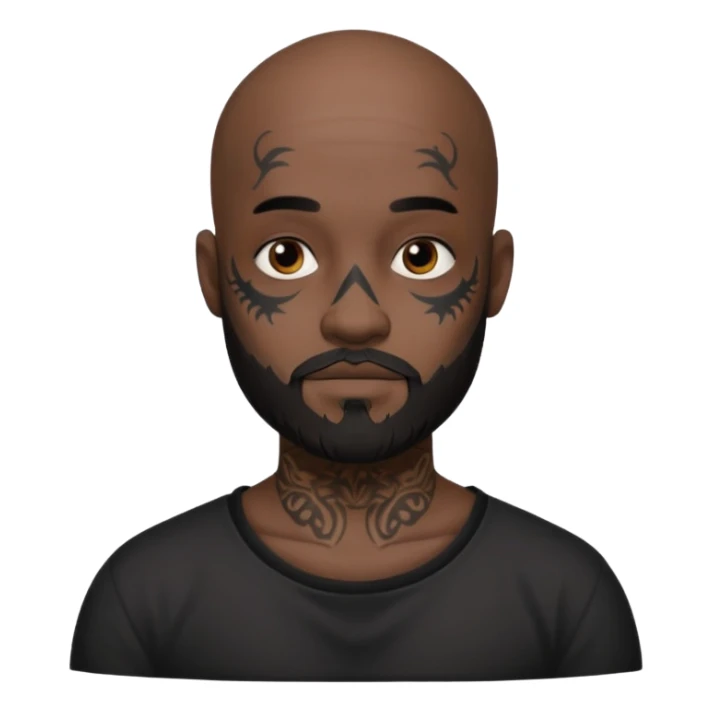 bald bearded man with black face tattoo sticker
