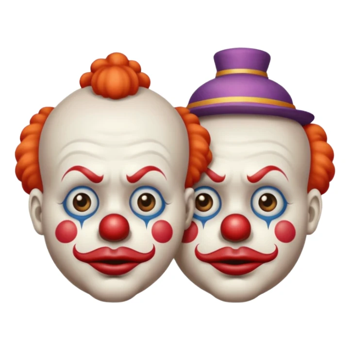 clowns with sad face and shrinking eyes and closed mouth sticker