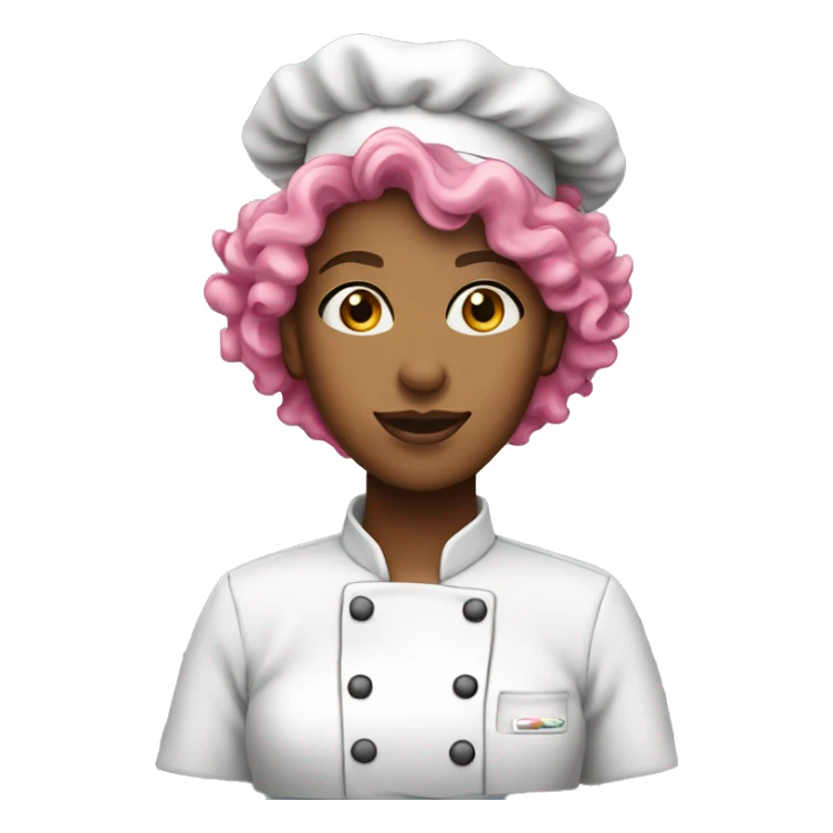 Female chef pink hat curly hair sticker