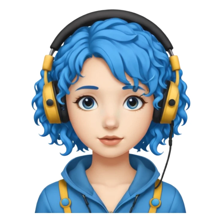 blue haired earringed heaphone wearing girl curly haired sticker