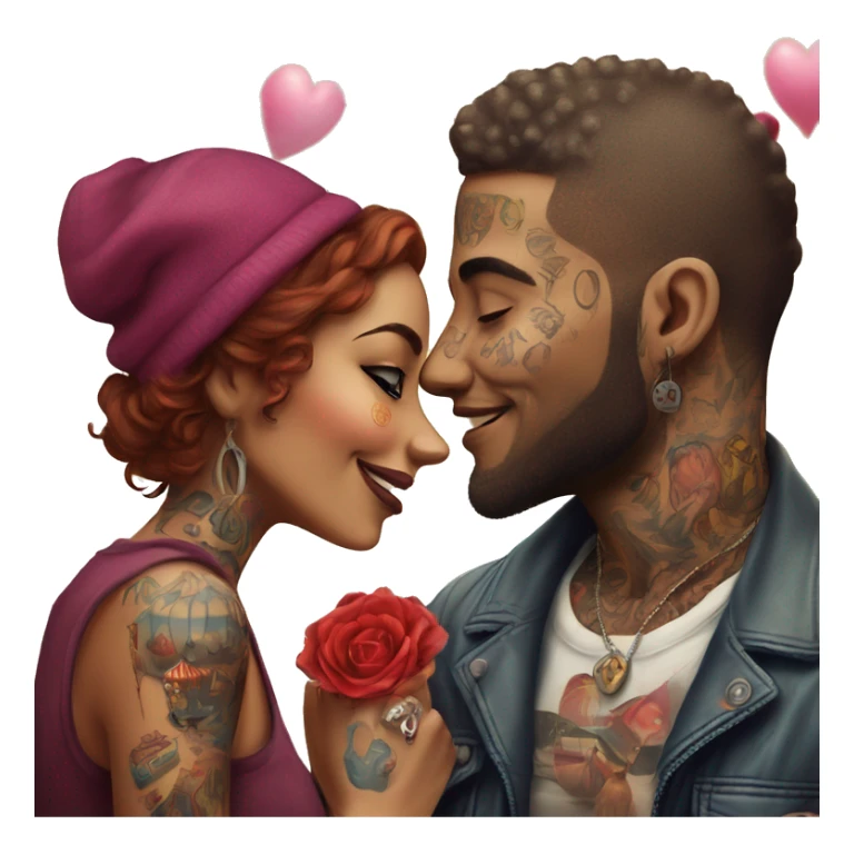 Romantic carnival date for beautiful tattooed couple sticker