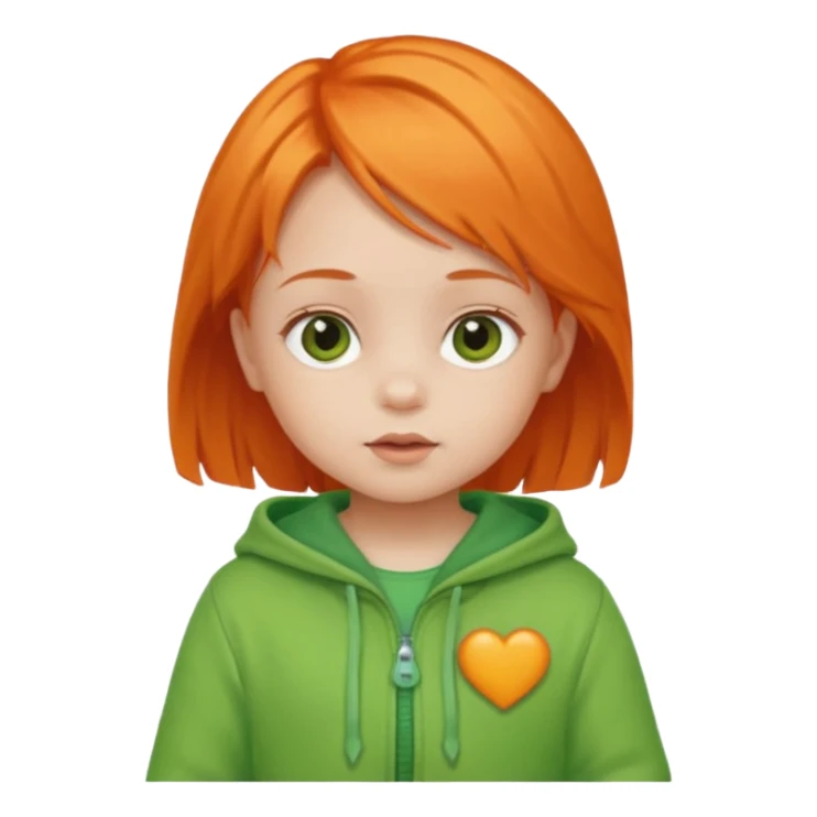 orange hair girl baby green outfit sticker