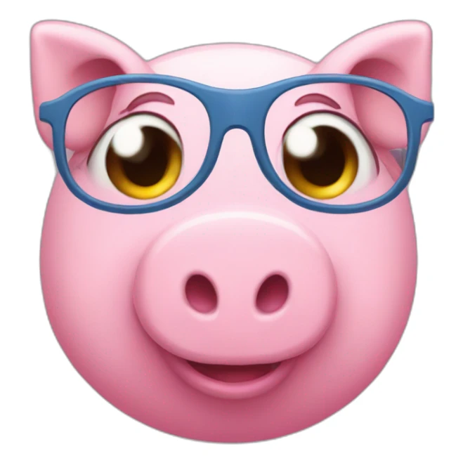 Pink piggy girl with glasses and blue eyes sticker