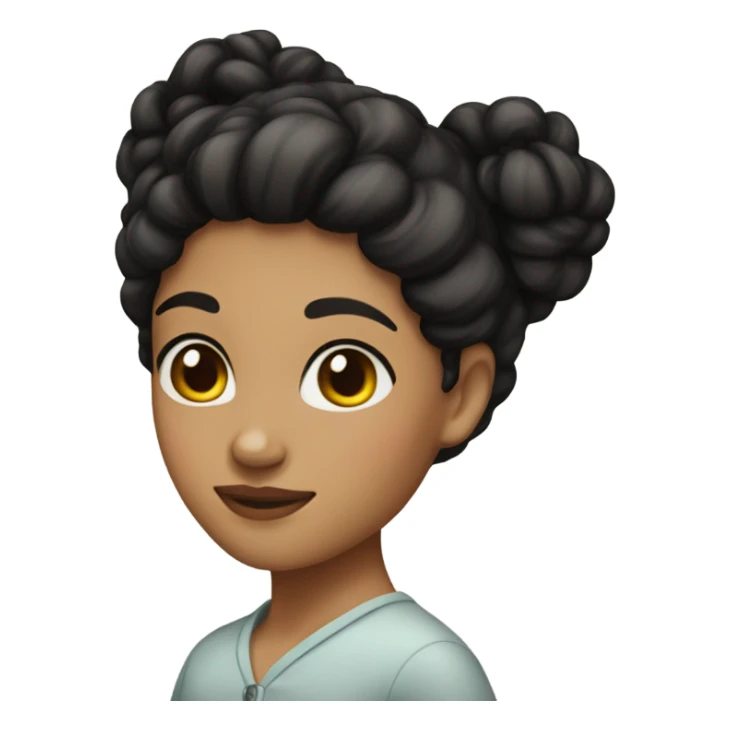  girl medium skin with black curly hair in a low bun sticker