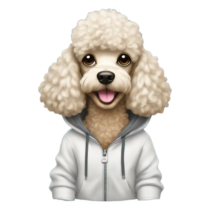 Poodle wearing a hoodie sticker