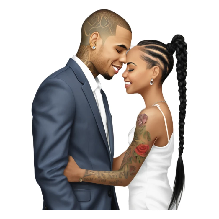 Hyper Realistic Chris Brown  Karruche Tran romantic photo  sticker