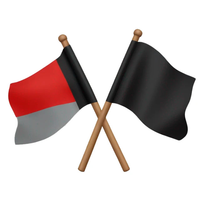 Un drapeau noir et rouge en diagonale coupé au mileu sticker