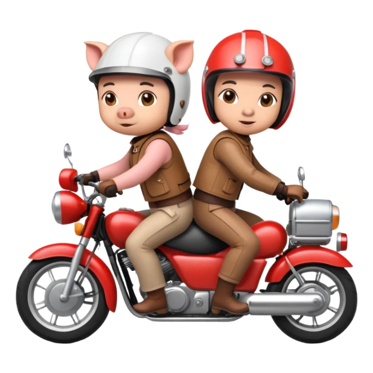 pig couple riding a motorbike together sticker