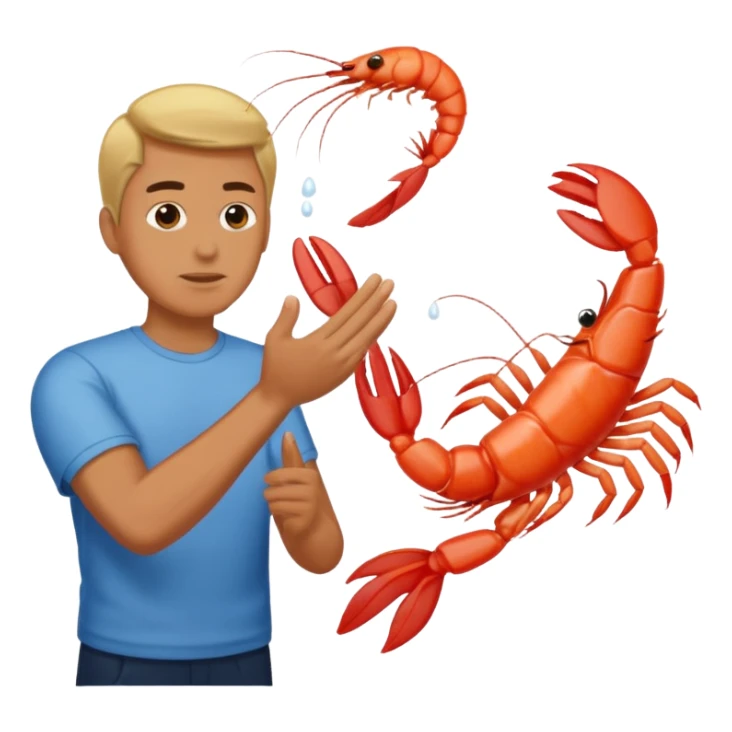 Make one of a man throwing shrimp at another guy sticker