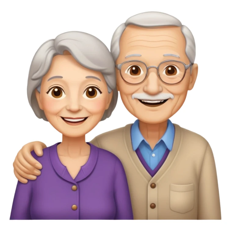 elderly couple smiling, grandparents sticker