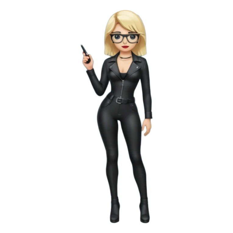  One Dominatrix blonde hair and glasses full body  sticker