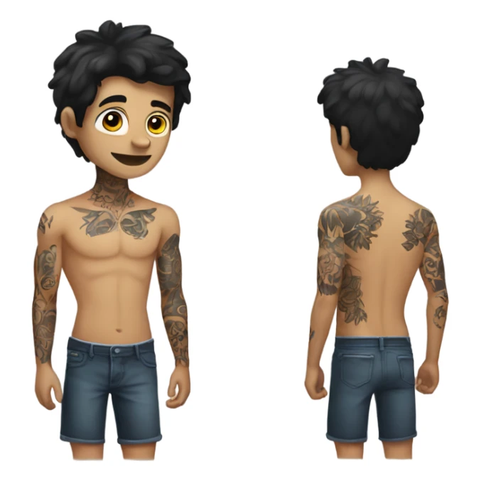 Black hair white male shirtless with tattoos sticker