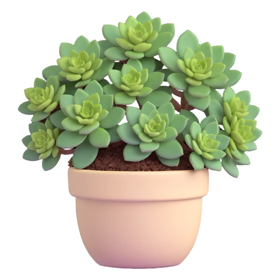 Sedum Pachyphyllum succulent with chubby blue-green leaves in a beige ceramic pot sticker