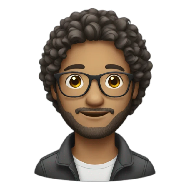 curly long hair male with glasses sticker