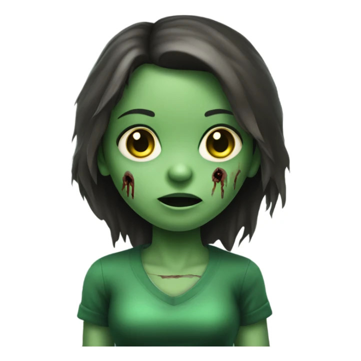 Brunette zombie girl in horror green  sticker