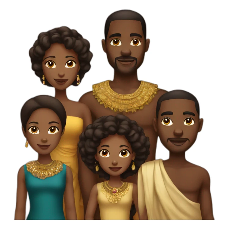 African royal family, with dark brown hair, brown sticker