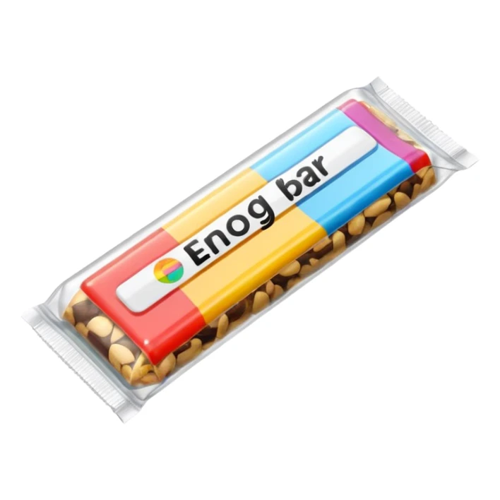 Create an emoji of an energy bar that you can eat, with plastic packaging. sticker