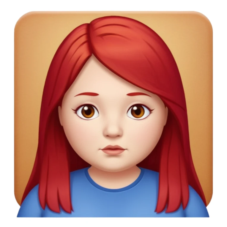 chubby white woman cherry red long straight hair parted middle sticker