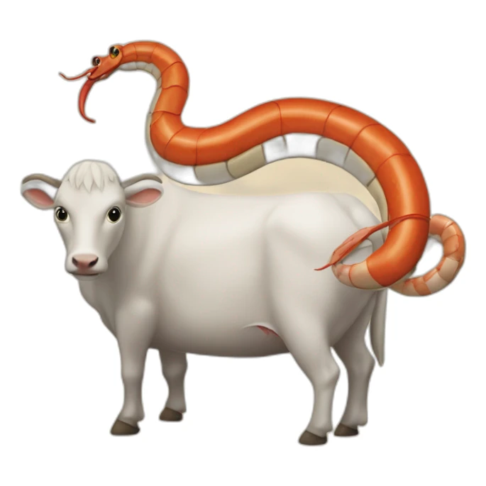 Serpent sur une vache à côté d’un crabe sticker