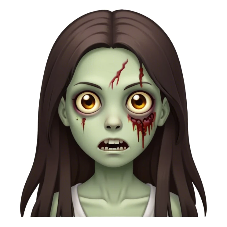 girl zombie with long dark brown straight hair sticker