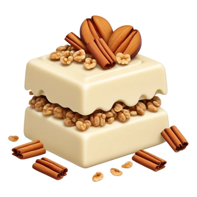 White chocolate with apple cinnamon and granola pieces in it sticker