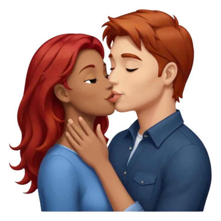kissy face between brown hair man and redhead woman sticker