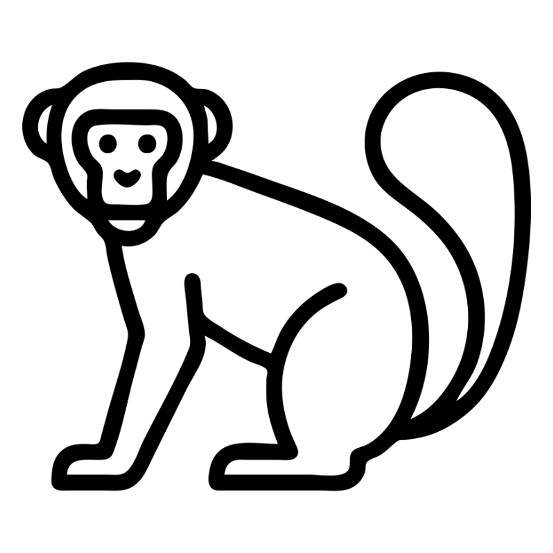 a vervet monkey as a minimal black outline icon sticker