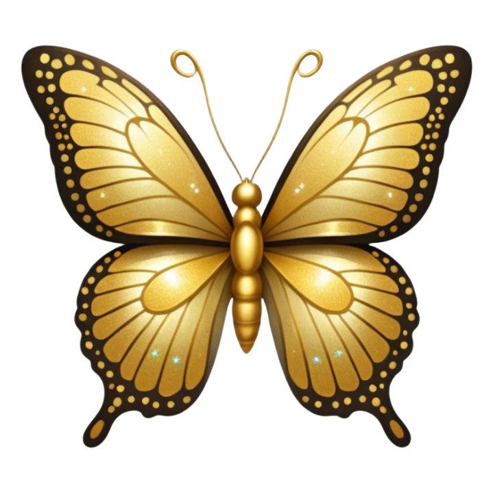 Golden shimmery glitter butterfly emoji sticker