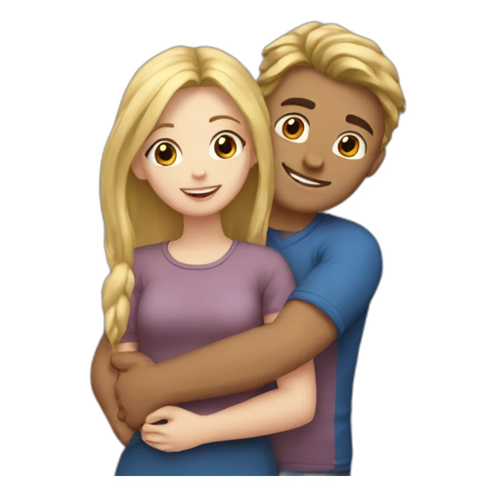 Romantic hug blonde girl and brown hair man sticker
