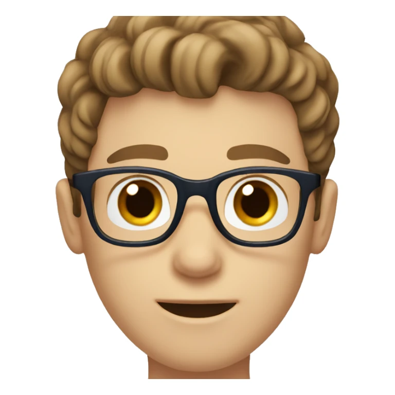 White boy with brown hair, blue eyes and glasses sticker