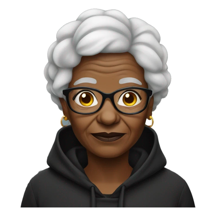 African Hacker grandma wearing hacker style black hoodie sticker