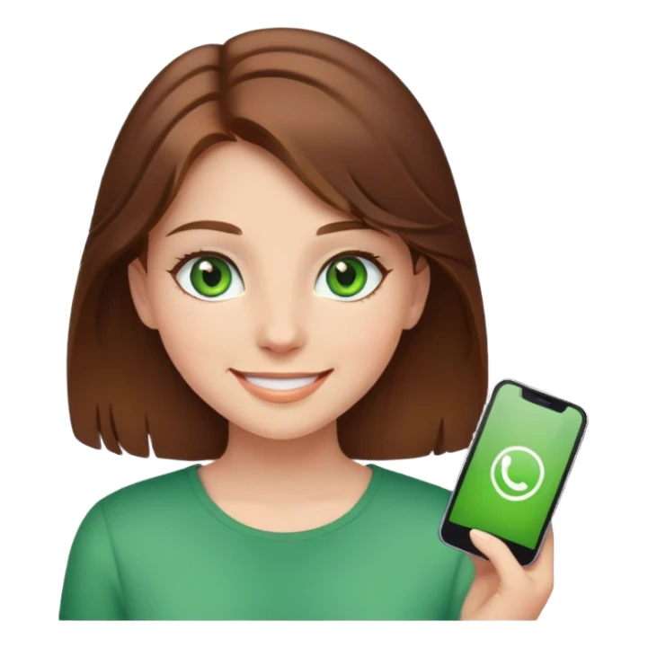 Girl with brown hair and green eyes smiling sticker