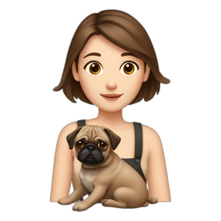 Girl with brown hair and brown pug sticker