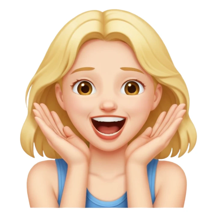 Girl choking her throat laughing with two hands sticker