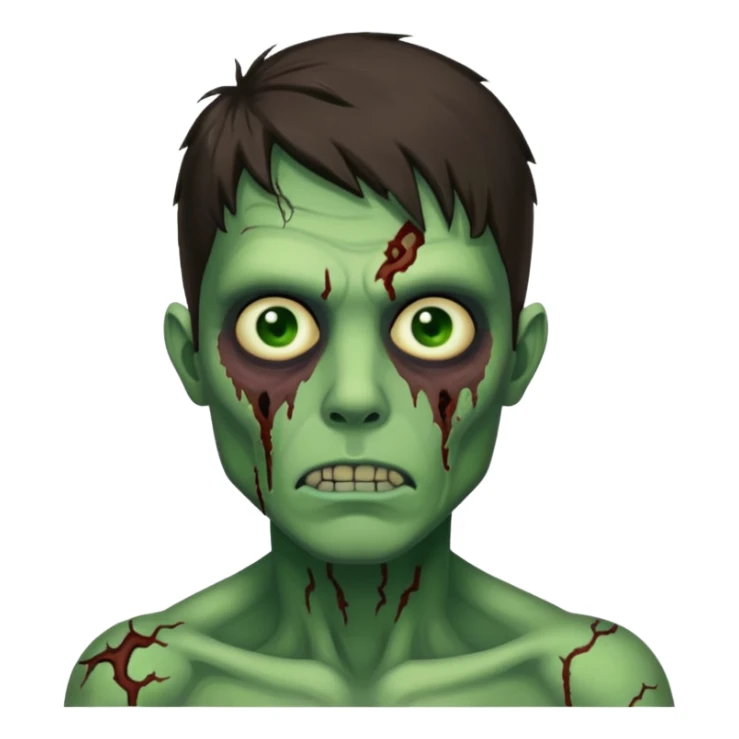 pretty brunette zombie man with green skin sticker