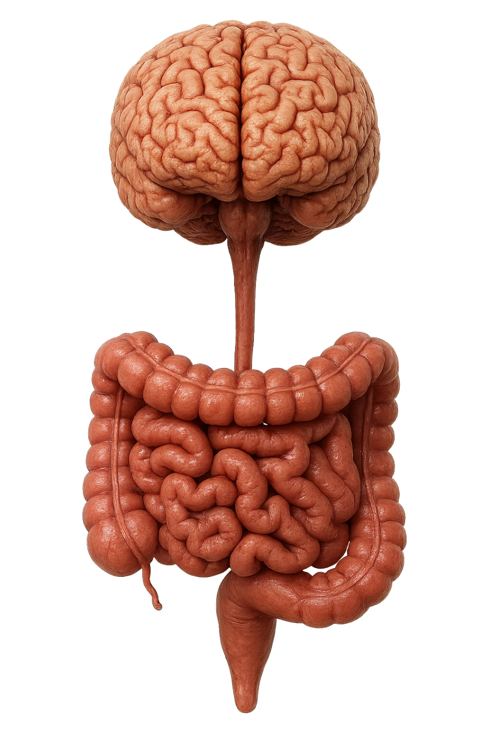 intestino e cervello sono collegati verticalmente, iperrealistico 4k sticker