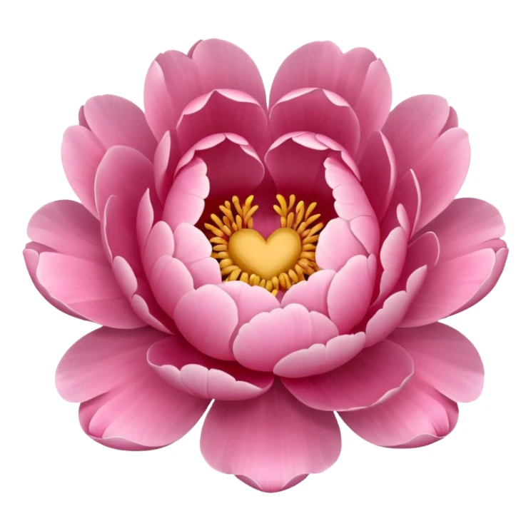 Peony of soft pink color with a heart sticker